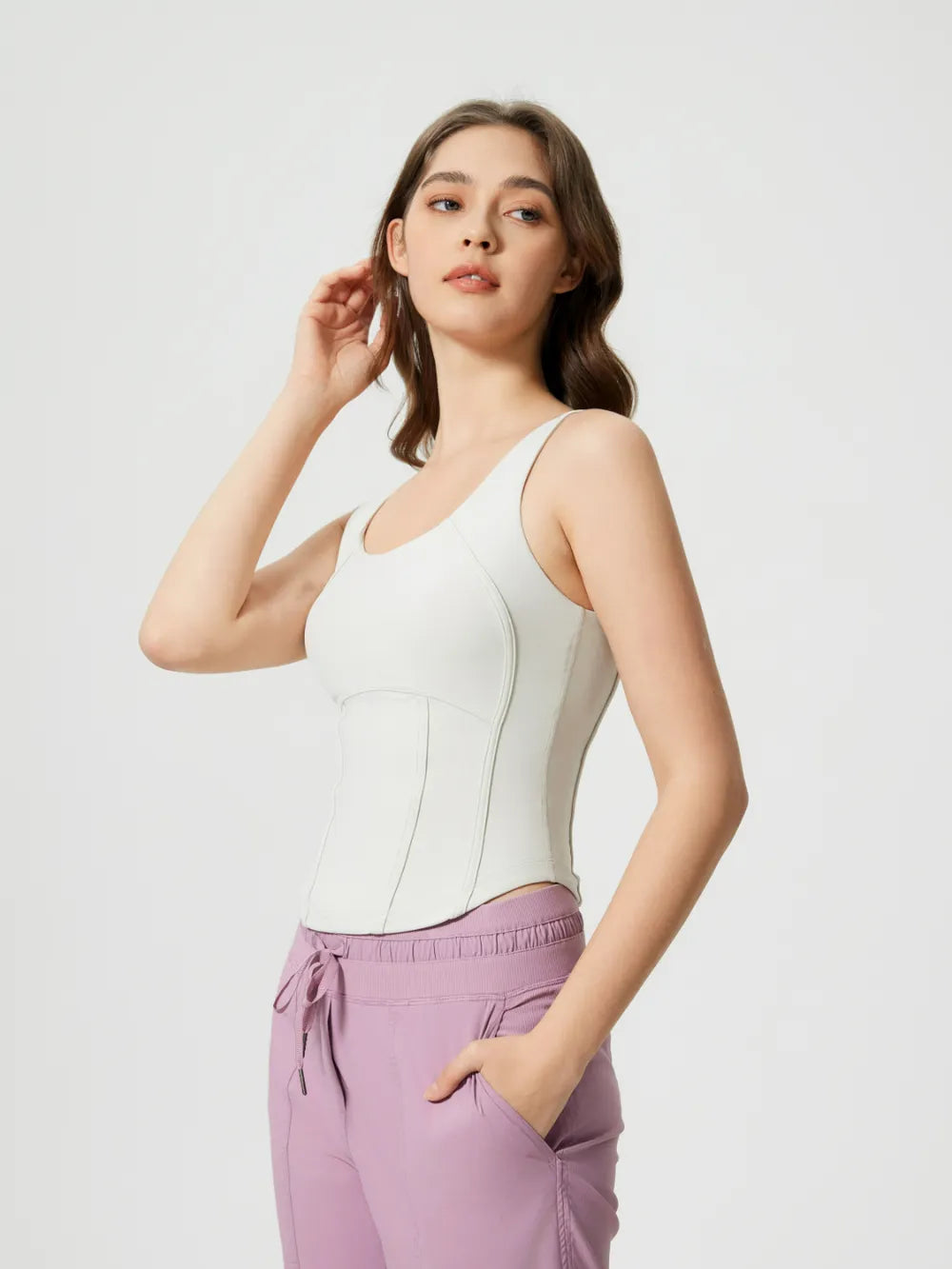 Millennia Round Neck Wide Strap Active Tank with Detachable Chest Pads – Trendsi | ClozArt