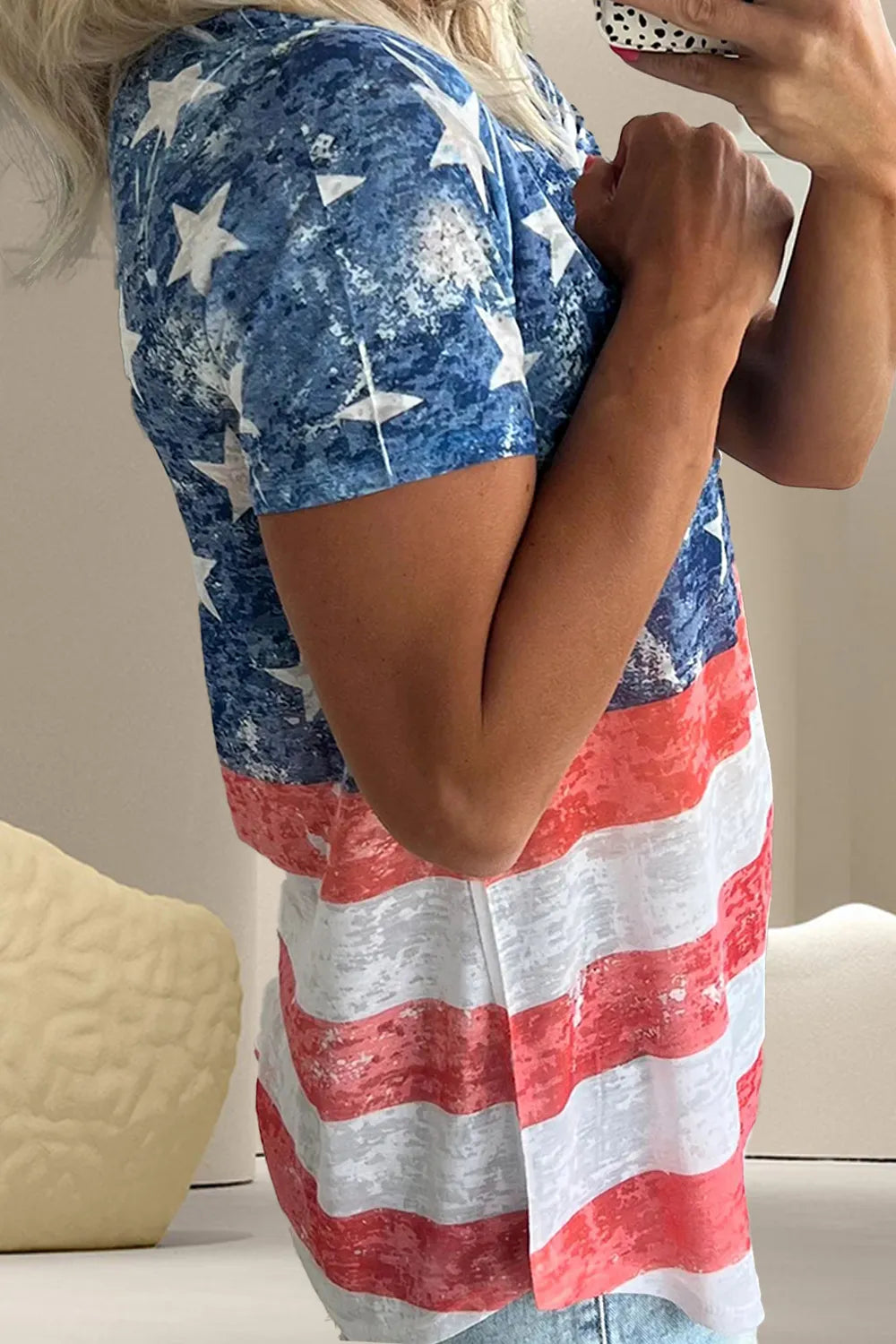 Star & Stripes V-Neck Short Sleeve T-Shirt – Trendsi | ClozArt