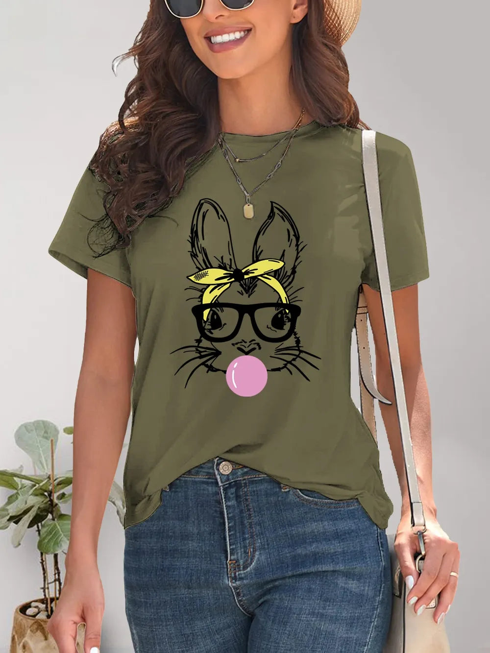 Rabbit Graphic Round Neck Short Sleeve T-Shirt – Trendsi | ClozArt