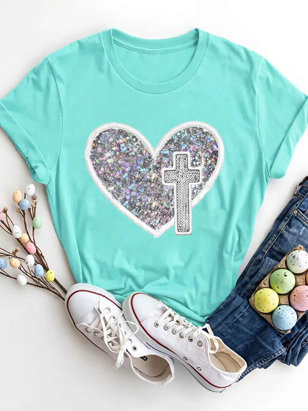 Graphic Heart Round Neck Short Sleeve T-Shirt – Trendsi | ClozArt