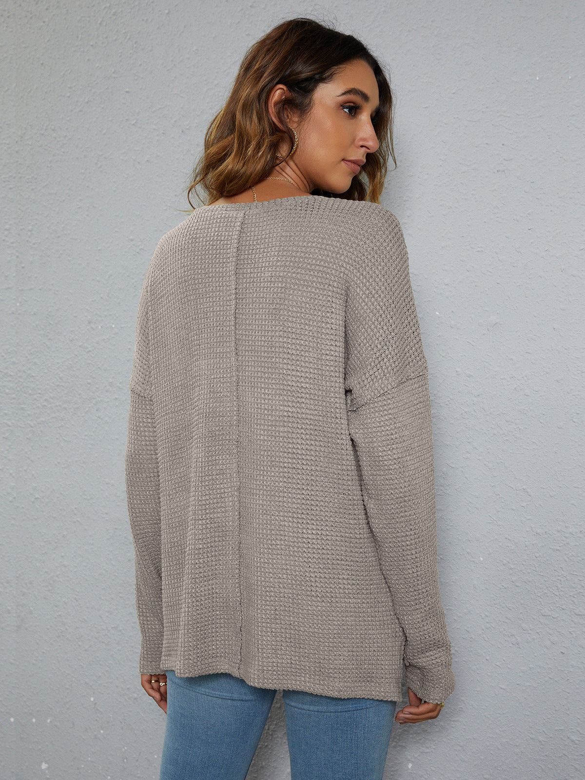 Dropped Shoulder High-Low Waffle-Knit Top – Trendsi | ClozArt