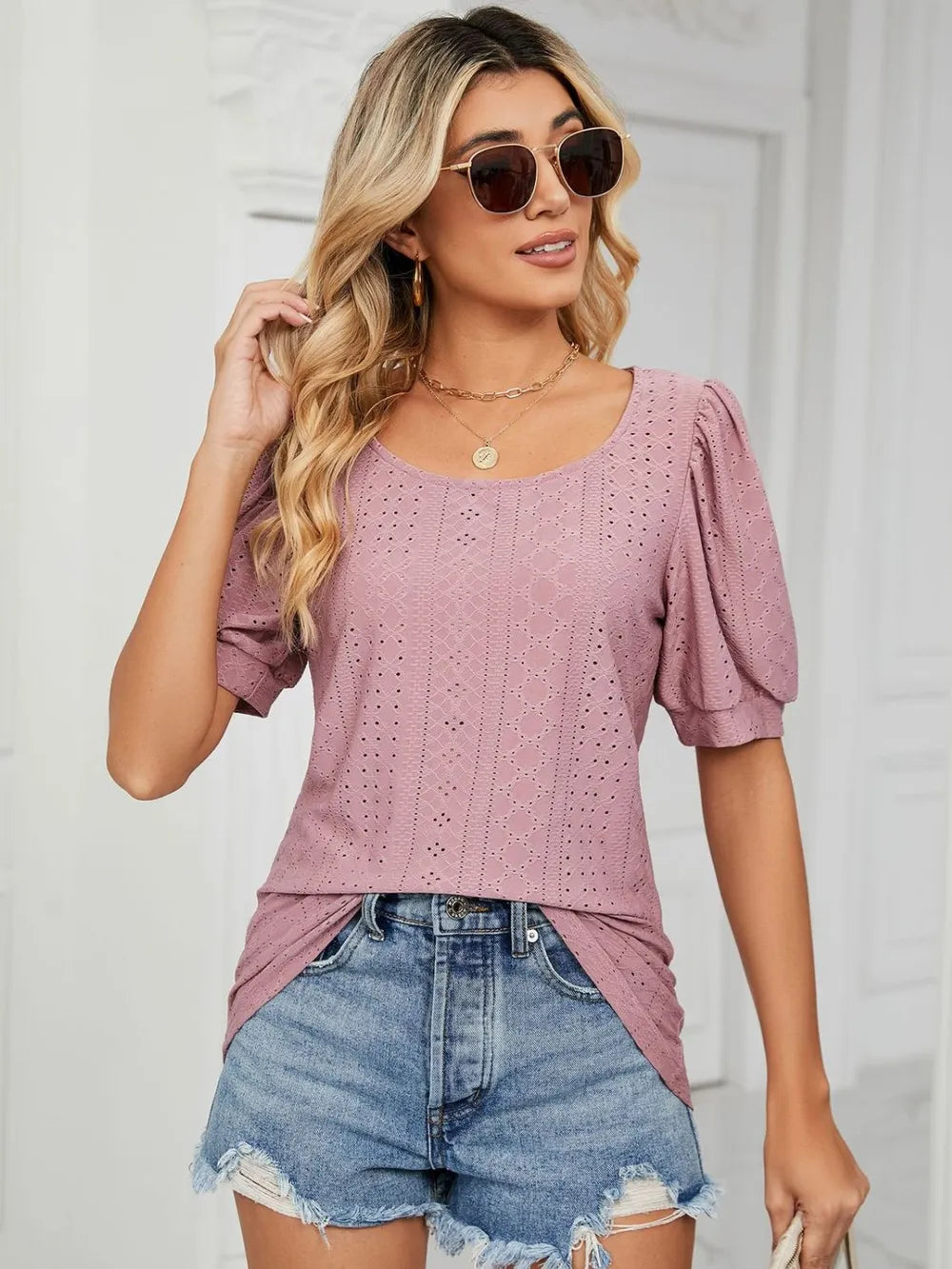 Ruched Notched Long Sleeve T-Shirt – Trendsi | ClozArt
