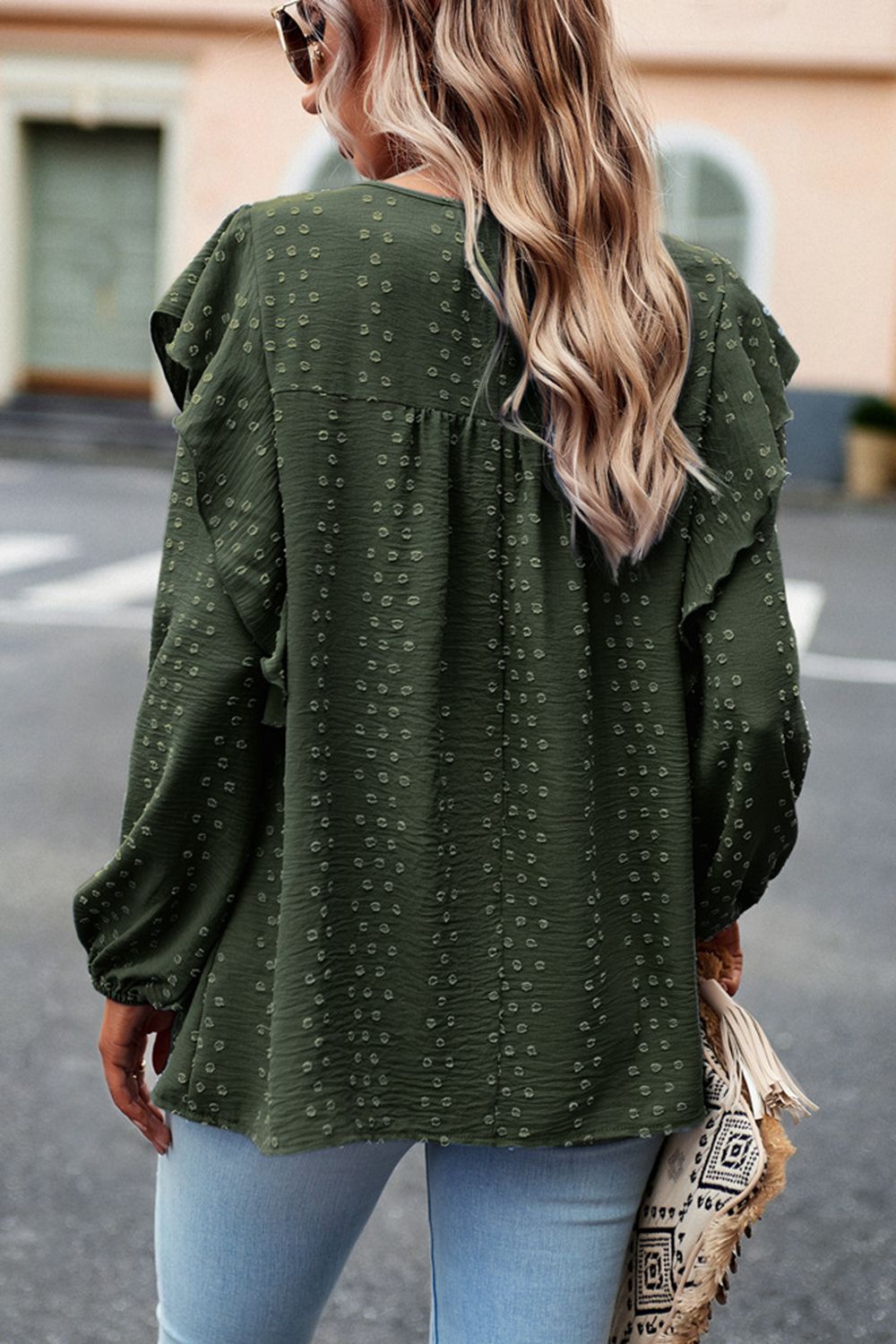 Devine Ruffle Trim Balloon Sleeve Blouse – Trendsi | ClozArt