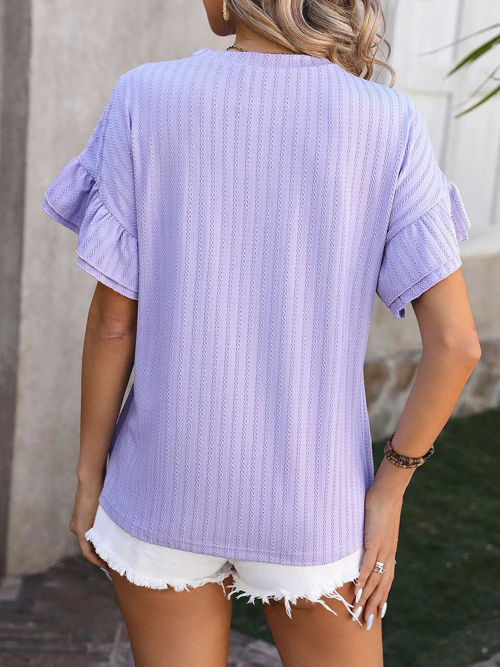 Ruffled Round Neck Short Sleeve Top – Trendsi | ClozArt