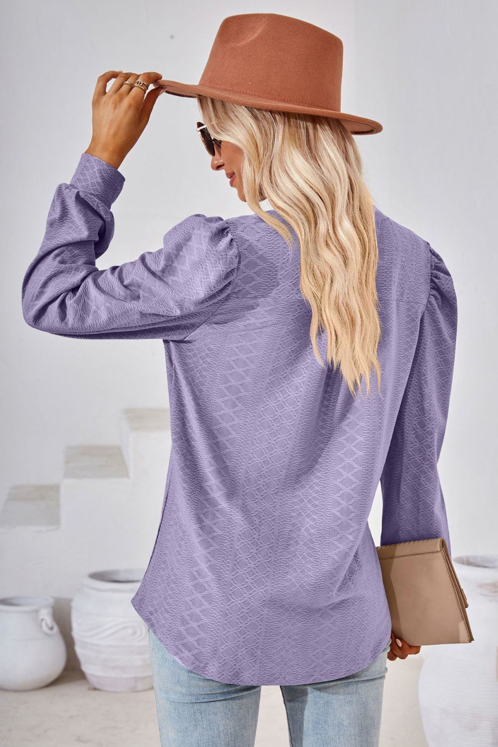V-Neck Puff Sleeve Blouse – Trendsi | ClozArt