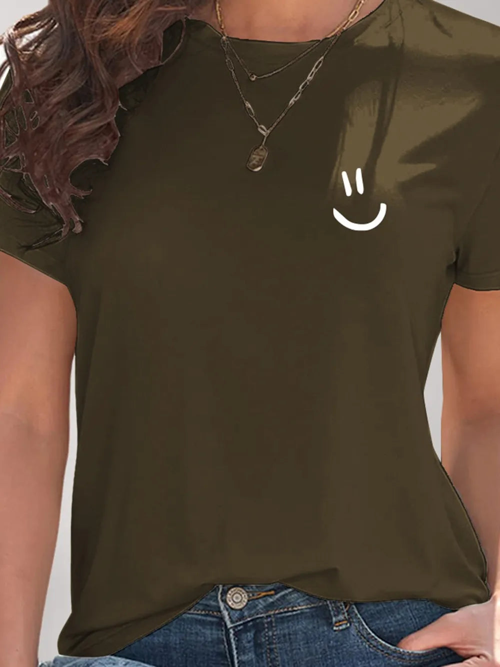 Smile Graphic Round Neck Short Sleeve T-Shirt – Trendsi | ClozArt
