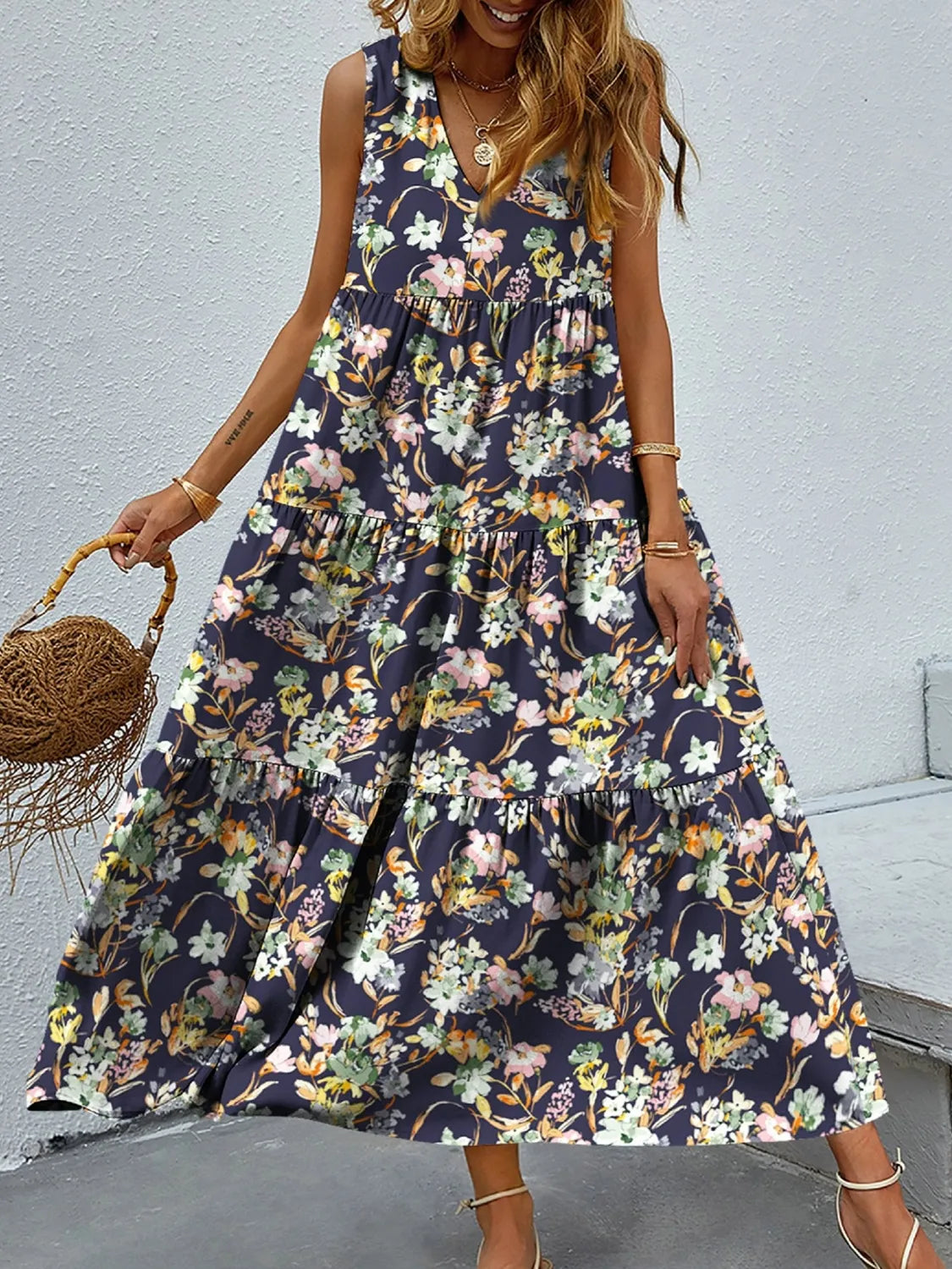 Floral Tiered Maxi Tank Dress – Trendsi | ClozArt