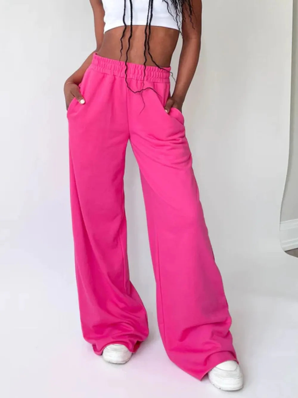 Elastic Waist Wide Leg Pants – Trendsi | ClozArt