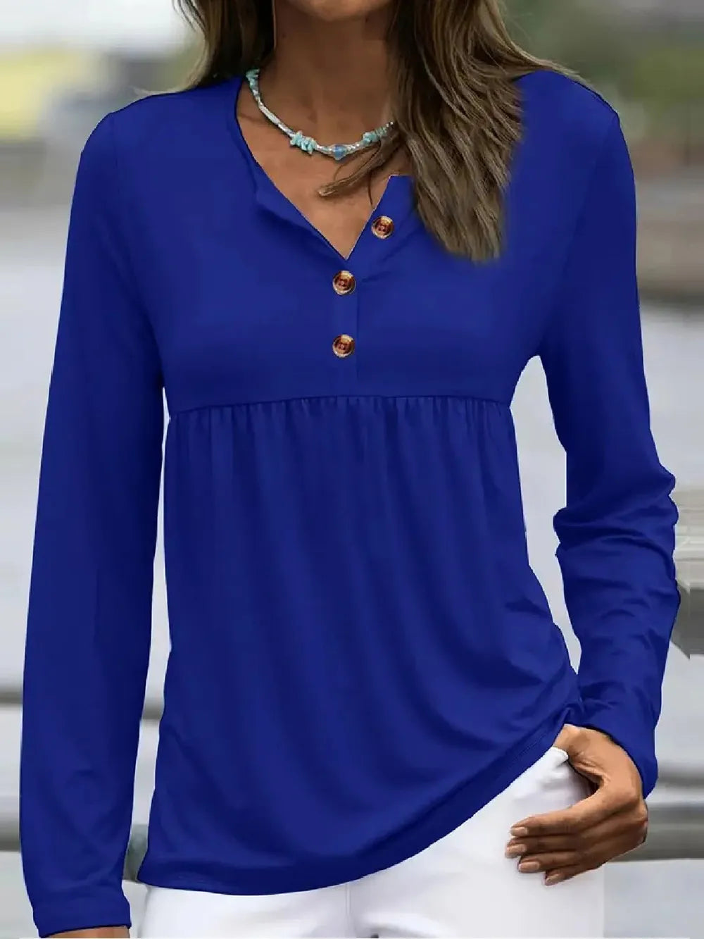 Half Button Long Sleeve T-Shirt – Trendsi | ClozArt