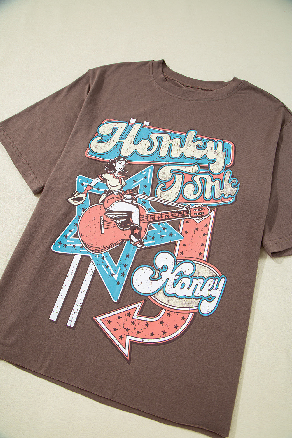 Chicory Coffee Honky Tonk Honey Graphic Crew Neck Tee – Shewin | ClozArt