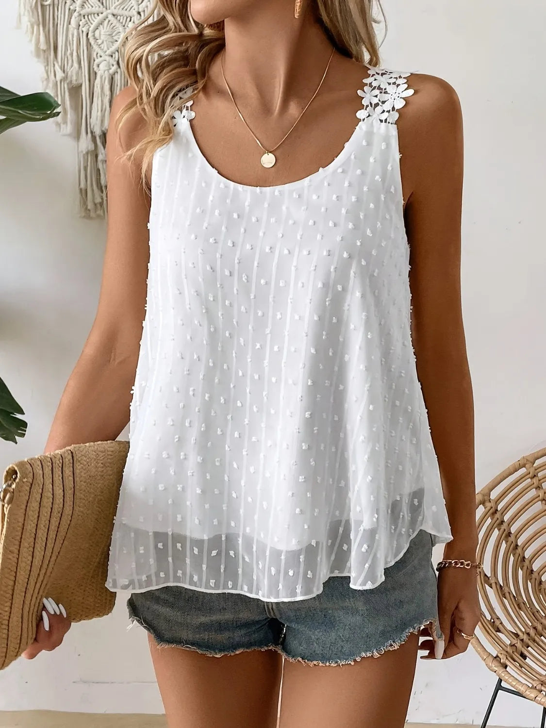 Swiss Dot Scoop Neck Cami – Trendsi | ClozArt