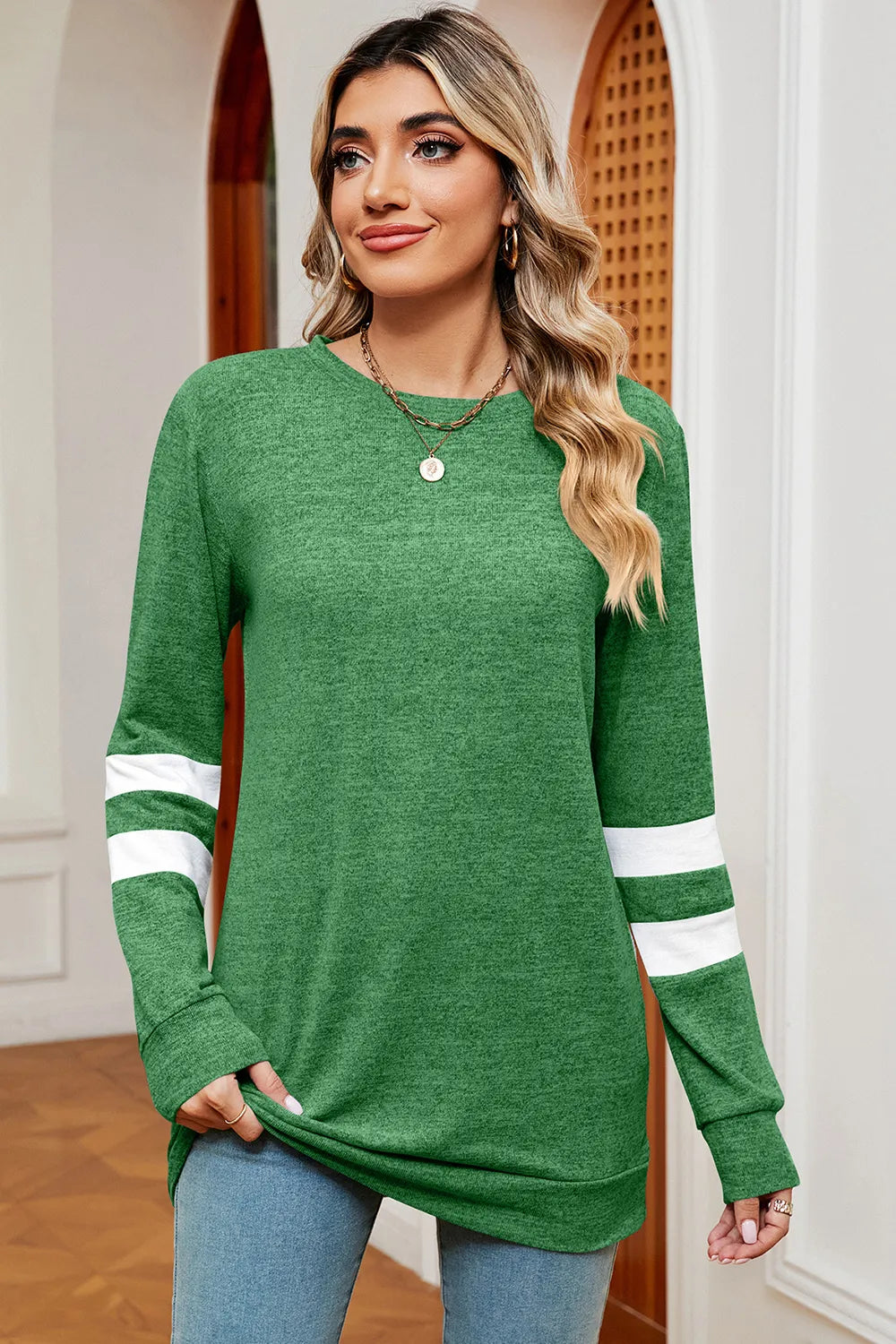 Striped Heathered Round Neck T-Shirt – Trendsi | ClozArt