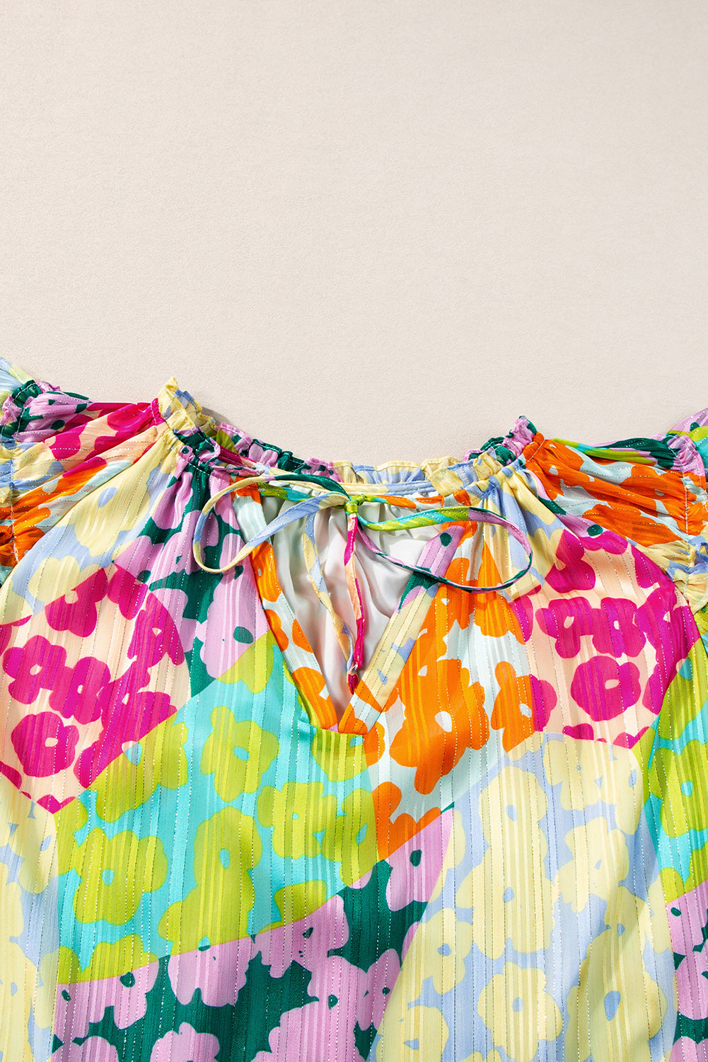 Multicolour Leopard Flutter Sleeve V Neck Crinkled Blouse – Shewin | ClozArt