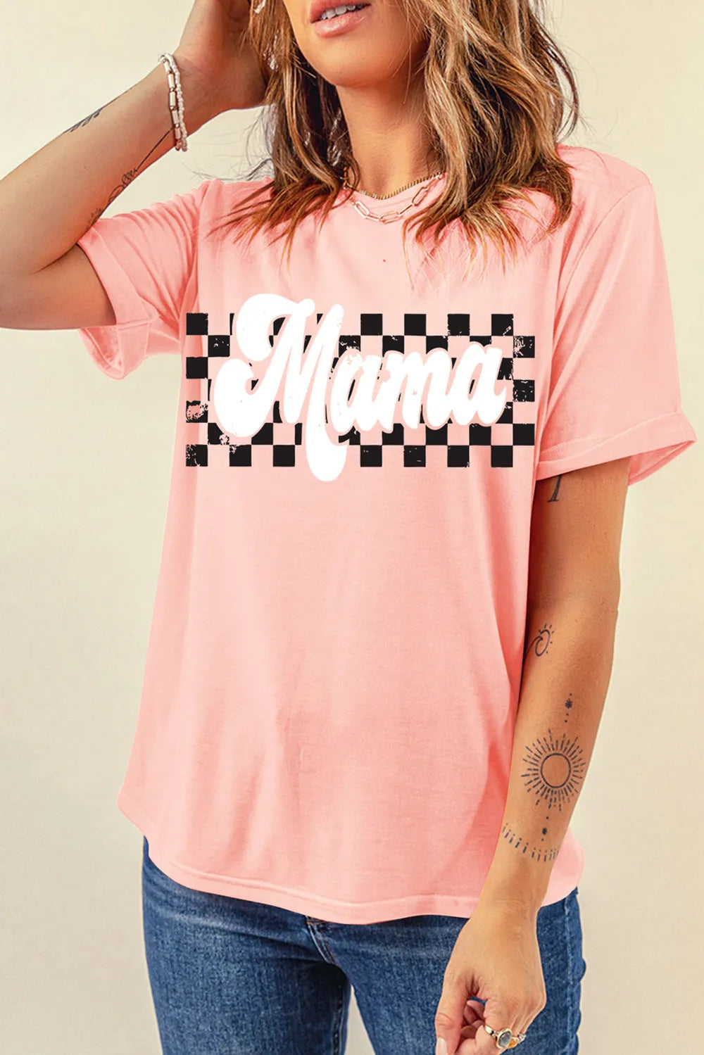 MAMA Round Neck Short Sleeve T-Shirt – Trendsi | ClozArt