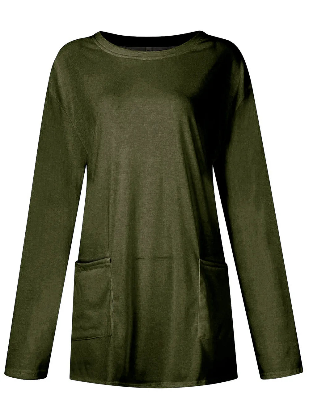 Full Size Pocketed Round Neck Long Sleeve T-Shirt – Trendsi | ClozArt