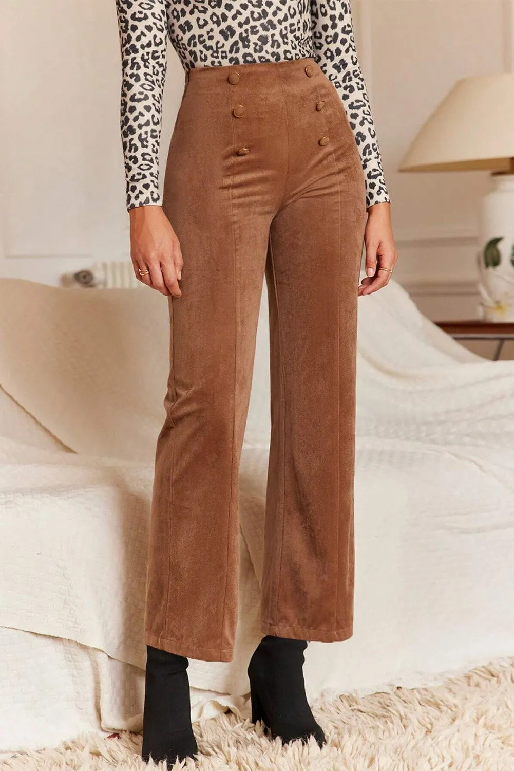 Decorative Button Straight Leg Pants – Trendsi | ClozArt