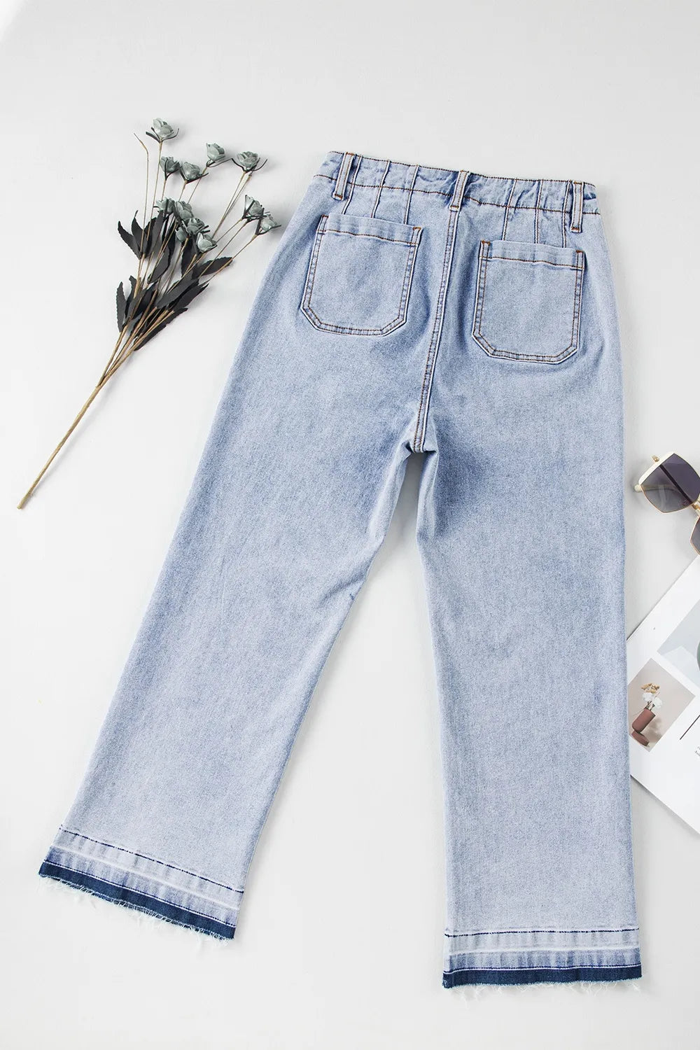 Raw Hem Straight Jeans with Pockets – Trendsi | ClozArt