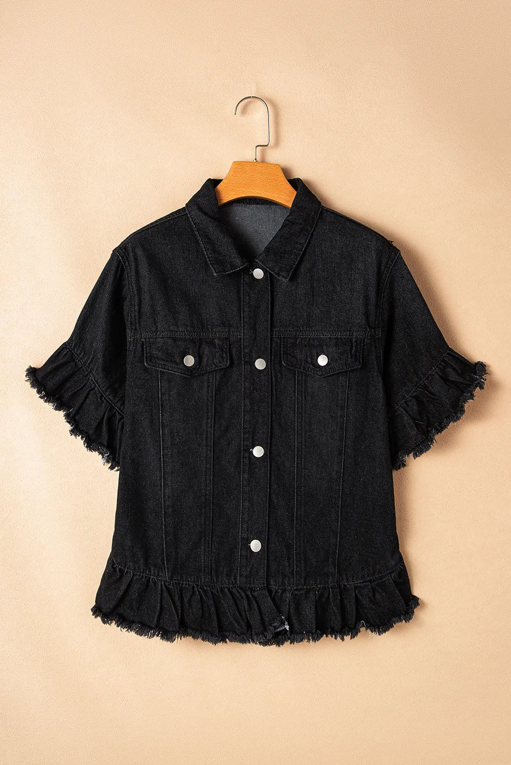 Raw Hem Button Up Denim Top – Trendsi | ClozArt
