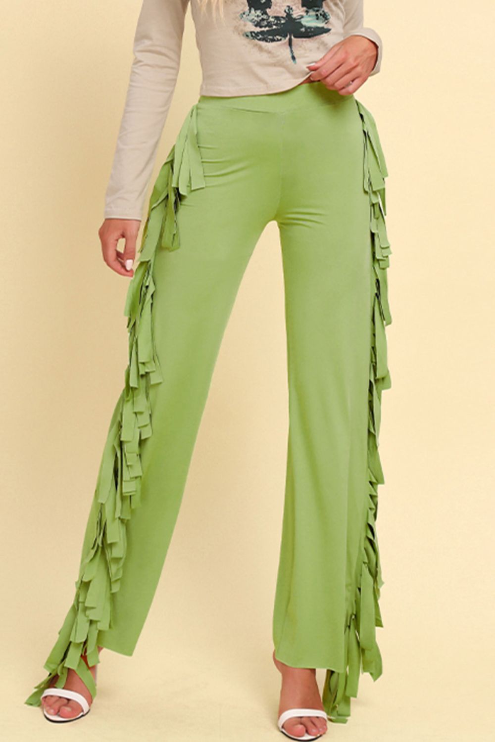 Fringe Trim Wide Leg Pants – Trendsi | ClozArt