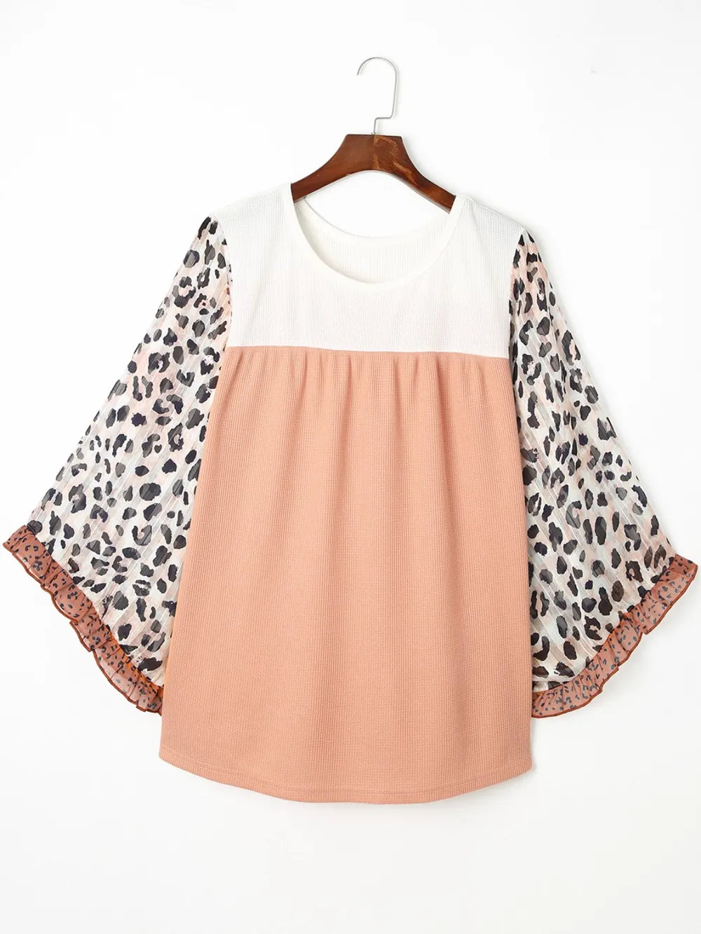 Plus Size Leopard Ruffle Trim Long Sleeve Blouse – Trendsi | ClozArt