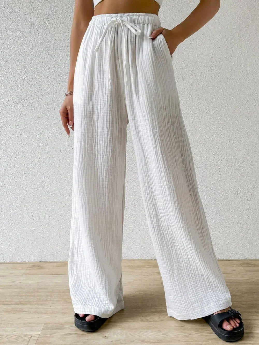 Drawstring Wide Leg Pants – Trendsi | ClozArt