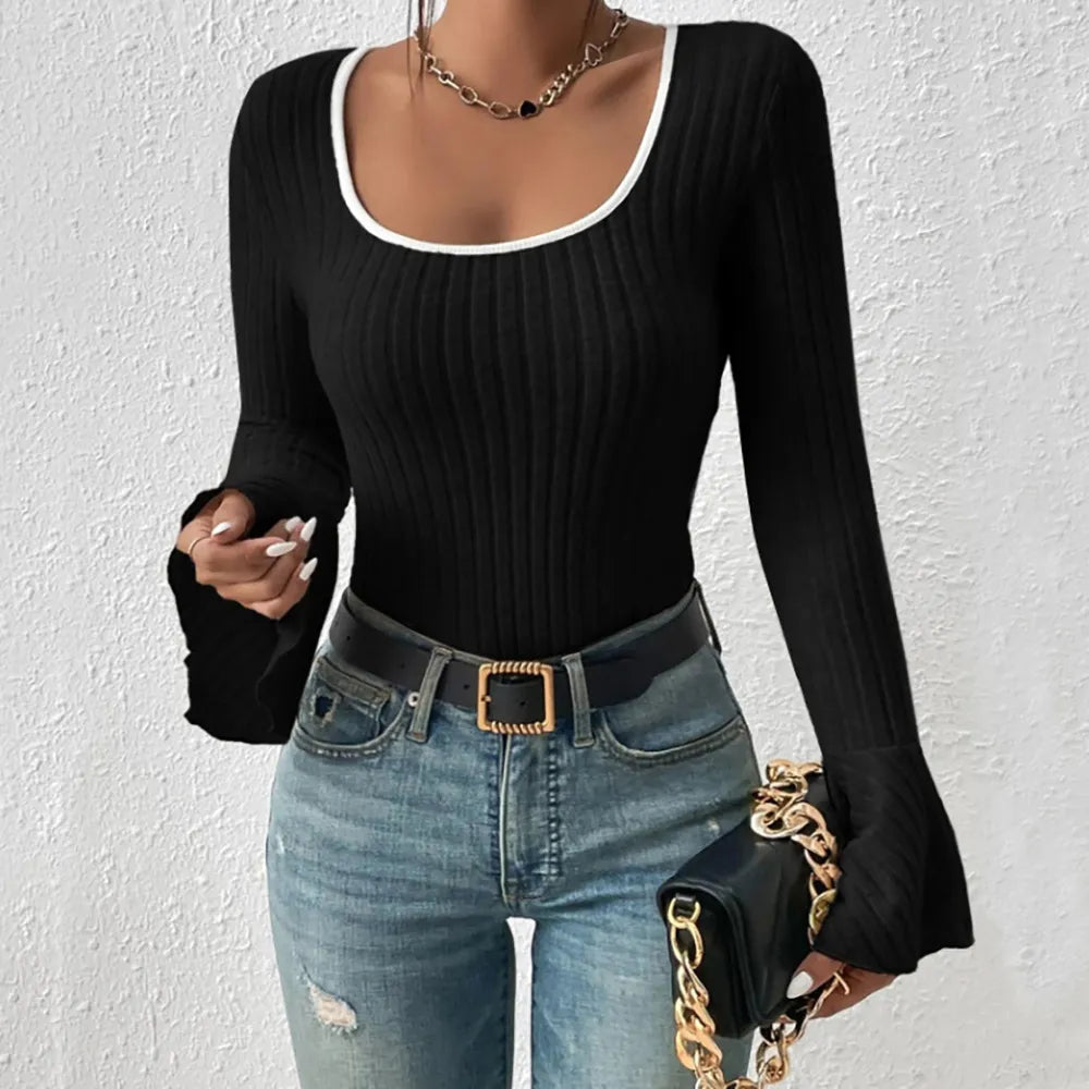 Scoop Neck Long Sleeve T-Shirt – Trendsi | ClozArt