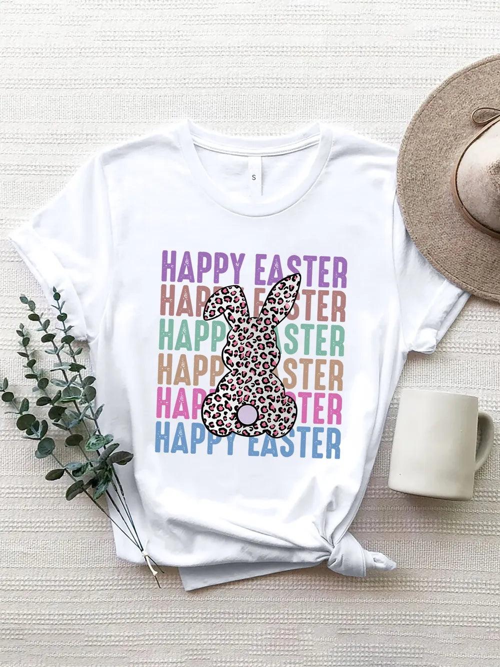 HAPPY EASTER Round Neck Short Sleeve T-Shirt – Trendsi | ClozArt
