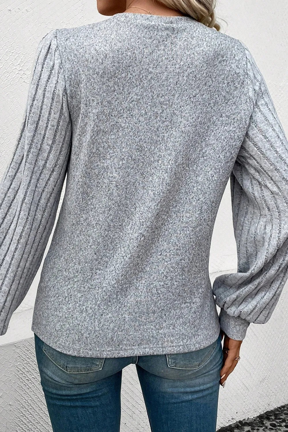 Ribbed Round Neck Long Sleeve Knit Top – Trendsi | ClozArt