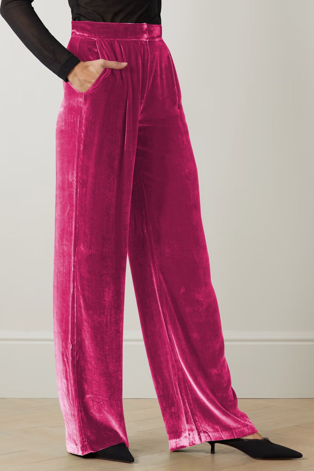 Loose Fit High Waist Long Pants with Pockets – Trendsi | ClozArt