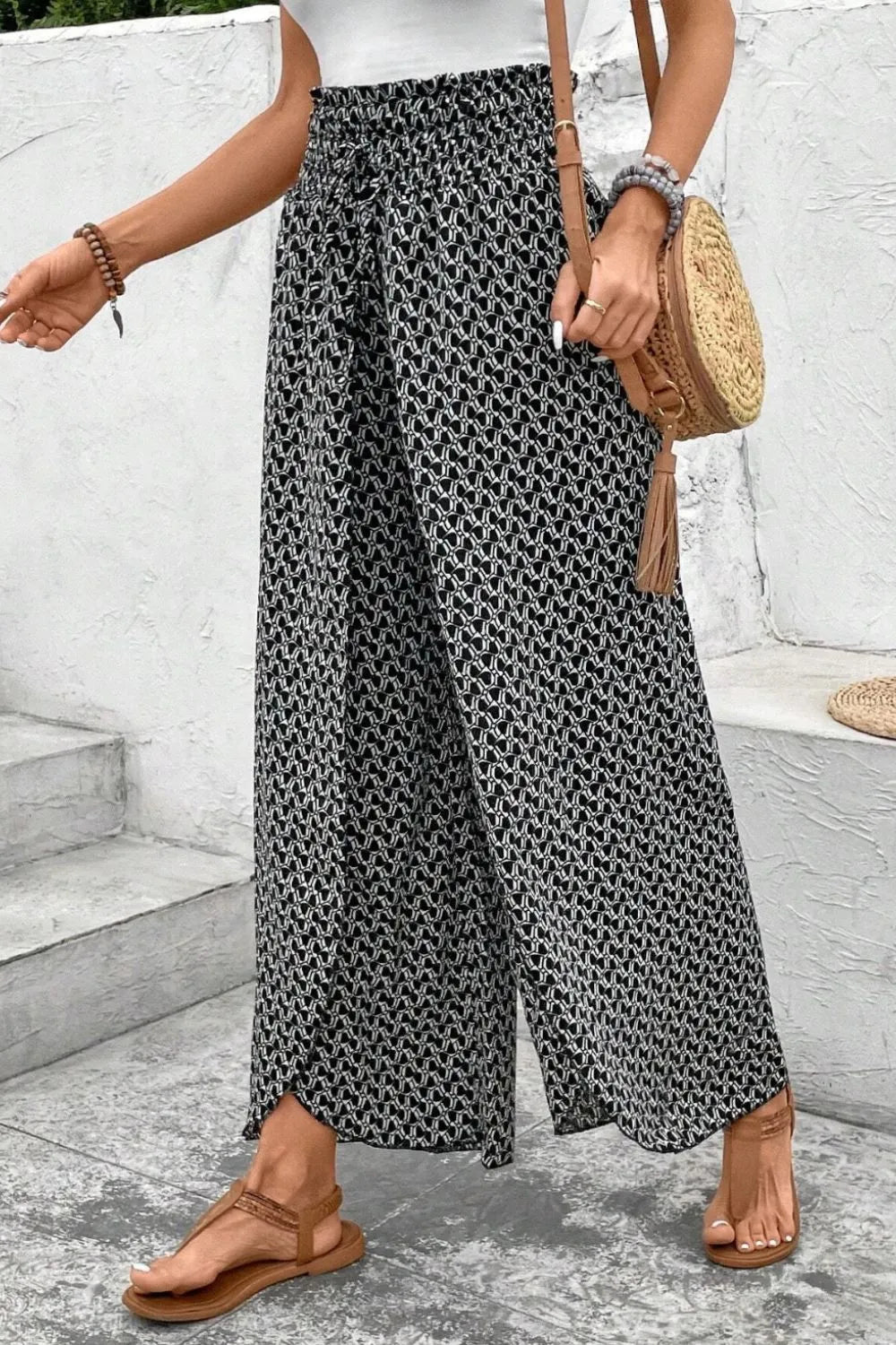 Slit Printed Wide leg Pants – Trendsi | ClozArt