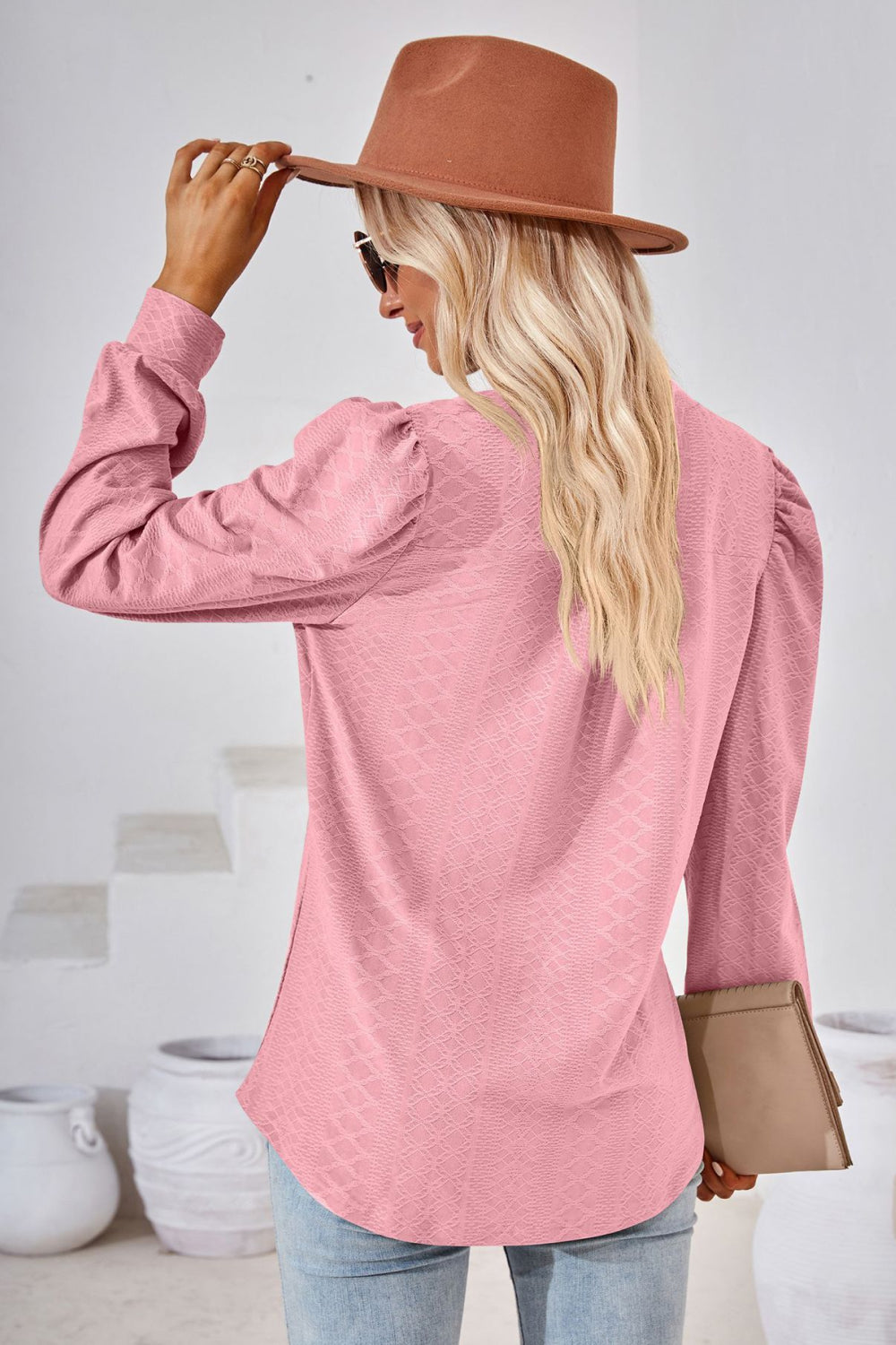 V-Neck Puff Sleeve Blouse – Trendsi | ClozArt