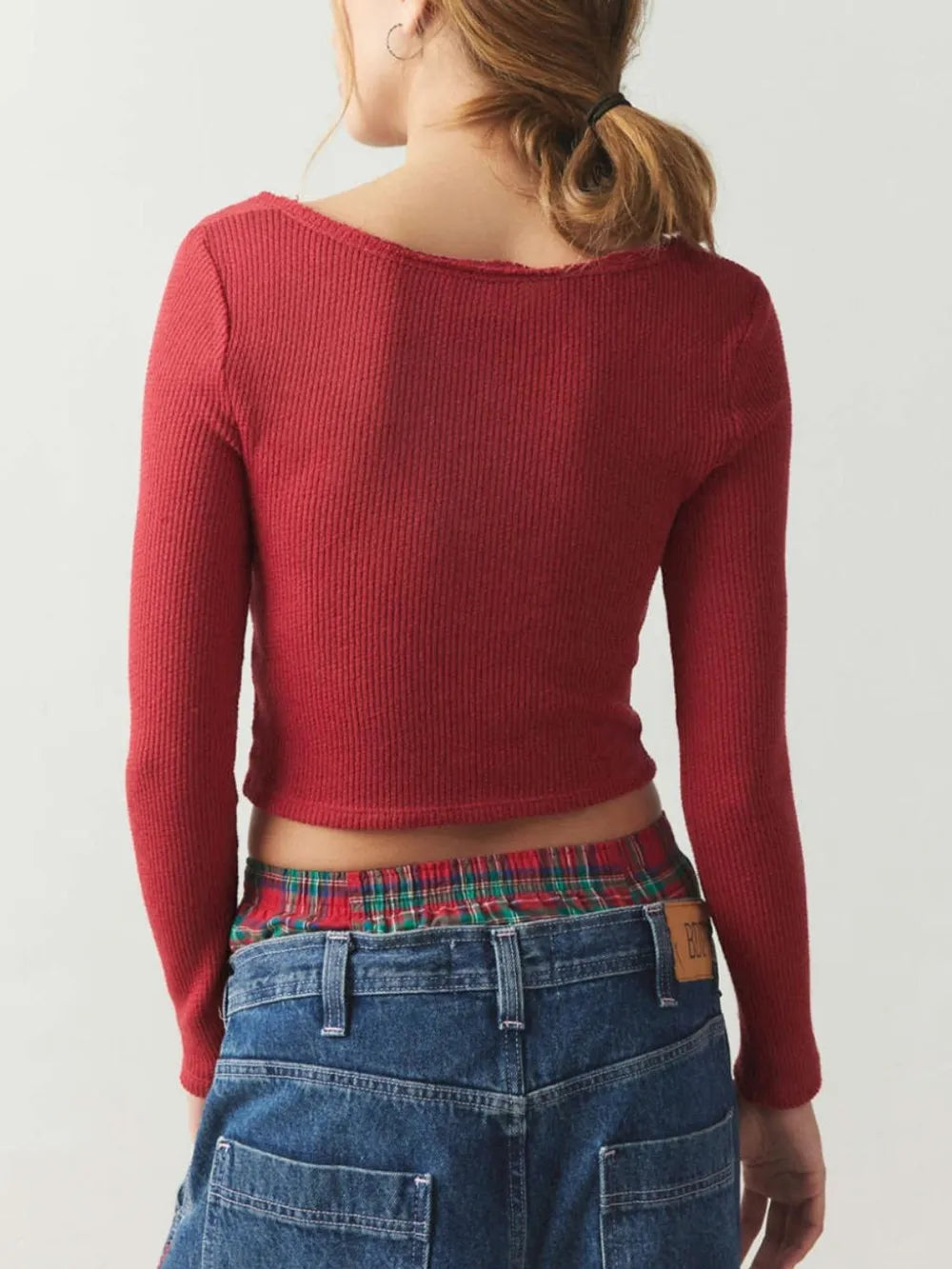Notched Long Sleeve T-Shirt – Trendsi | ClozArt
