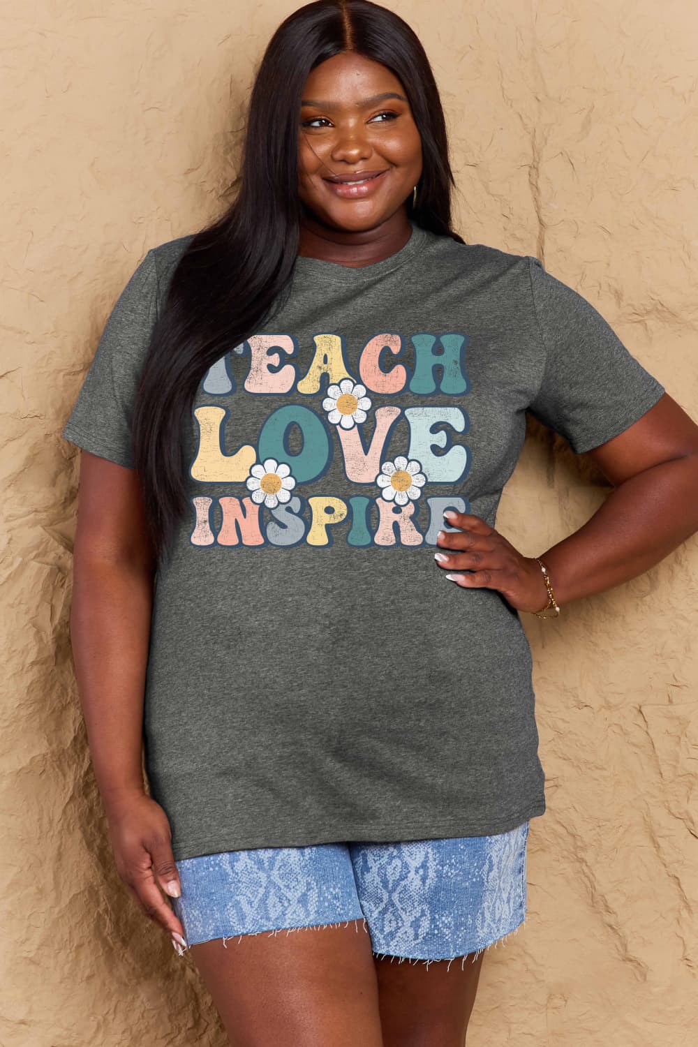 Simply Love Full Size TEACH LOVE INSPIRE Graphic Cotton T-Shirt – Trendsi | ClozArt