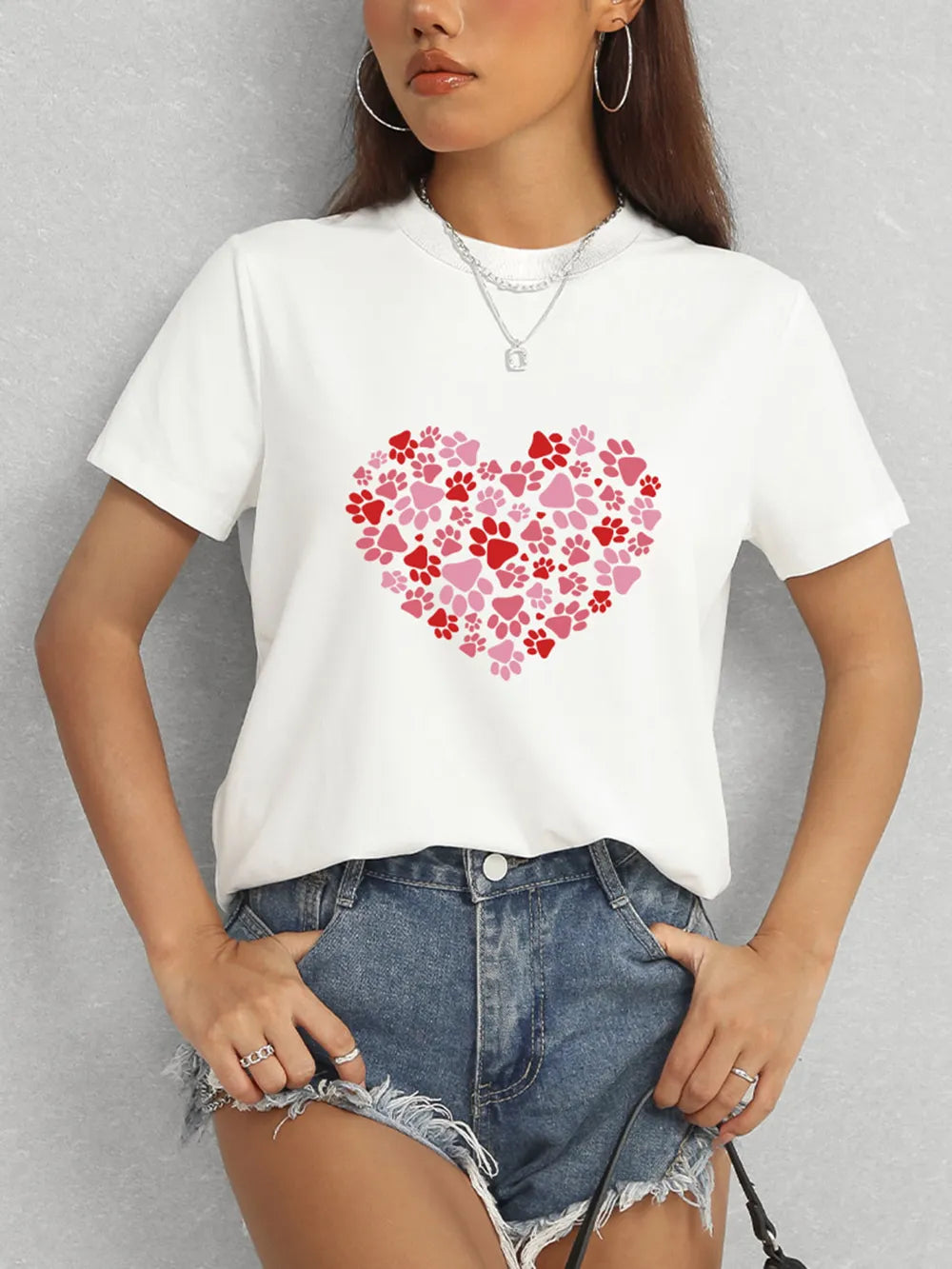 Heart Round Neck Short Sleeve T-Shirt – Trendsi | ClozArt