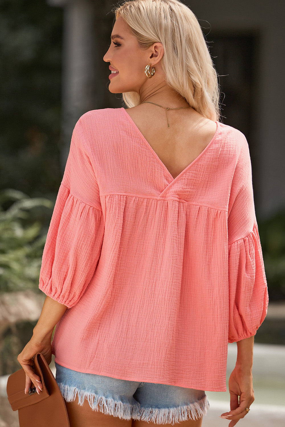 Dropped Shoulder V-Neck Blouse – Trendsi | ClozArt