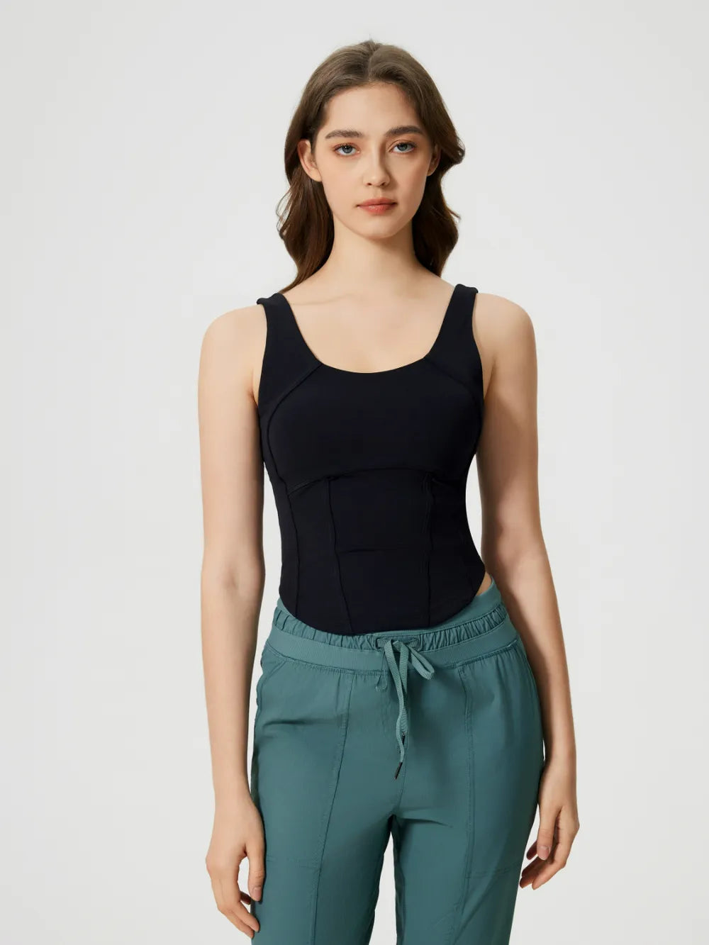 Millennia Round Neck Wide Strap Active Tank with Detachable Chest Pads – Trendsi | ClozArt