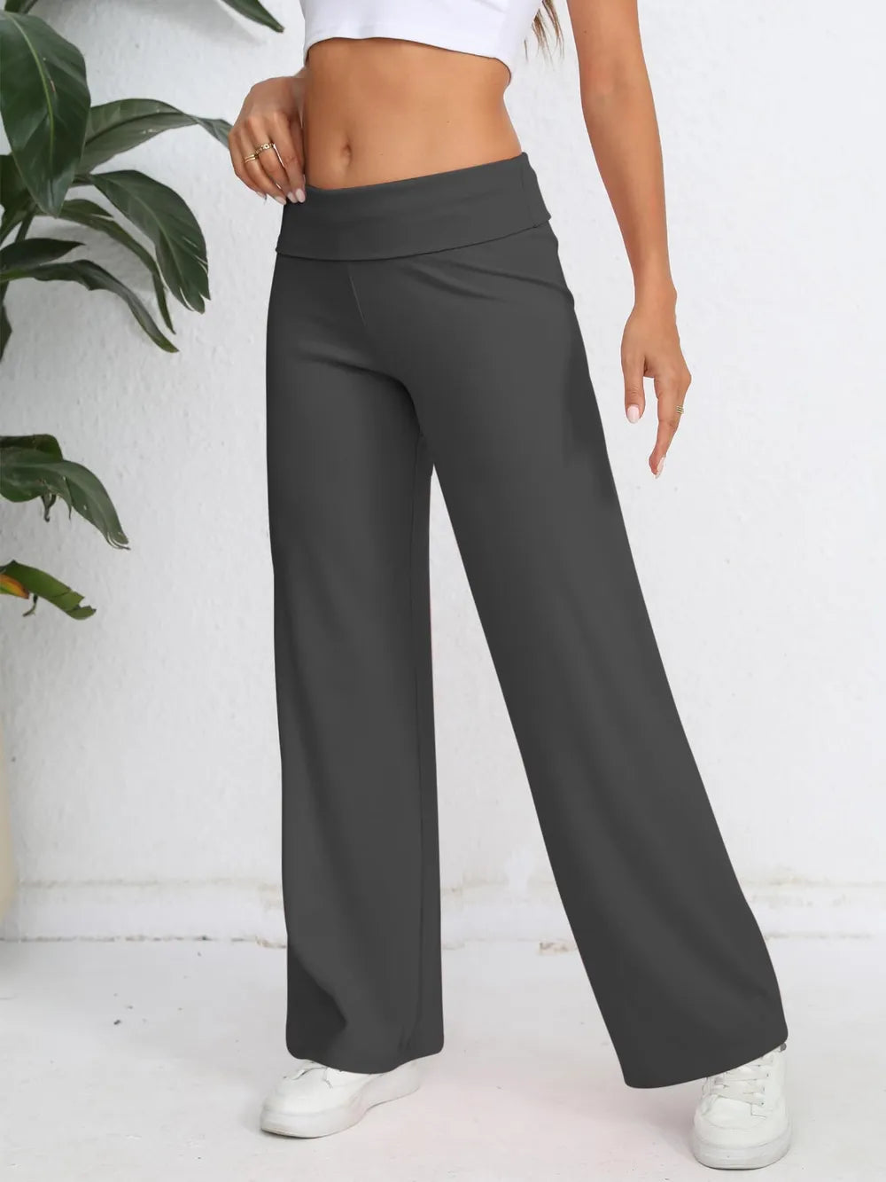 Elastic Waist Wide Leg Pants – Trendsi | ClozArt