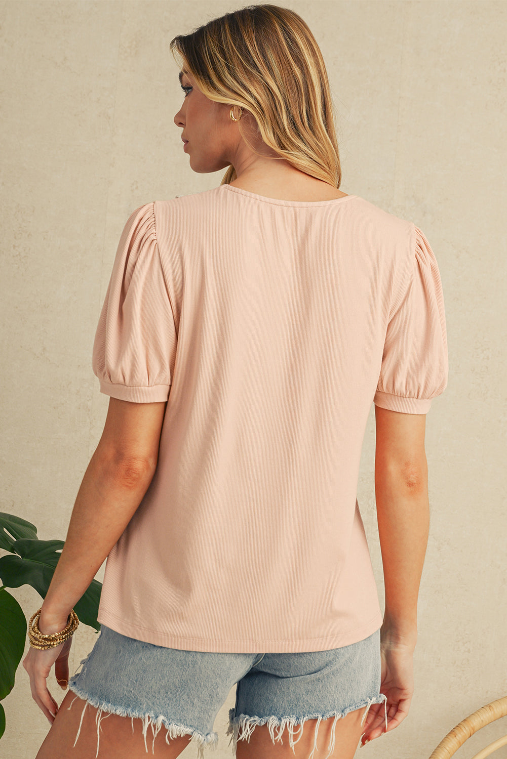 Pale Chestnut Floral Crochet V Neck Crinkled Blouse – Shewin | ClozArt