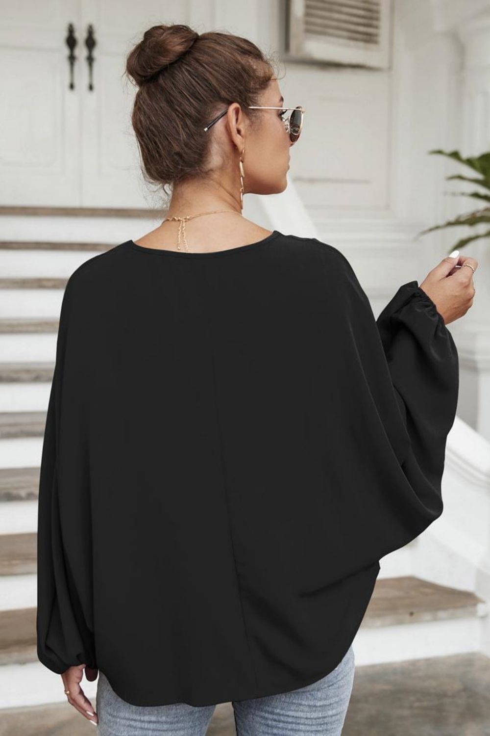 Tie Neck Balloon Sleeve Blouse – Trendsi | ClozArt