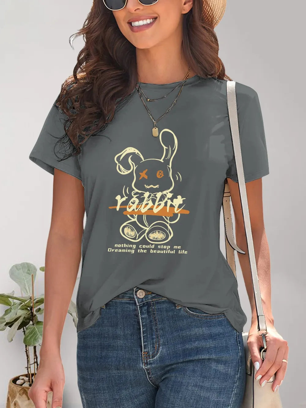 Rabbit Graphic Round Neck Short Sleeve T-Shirt – Trendsi | ClozArt