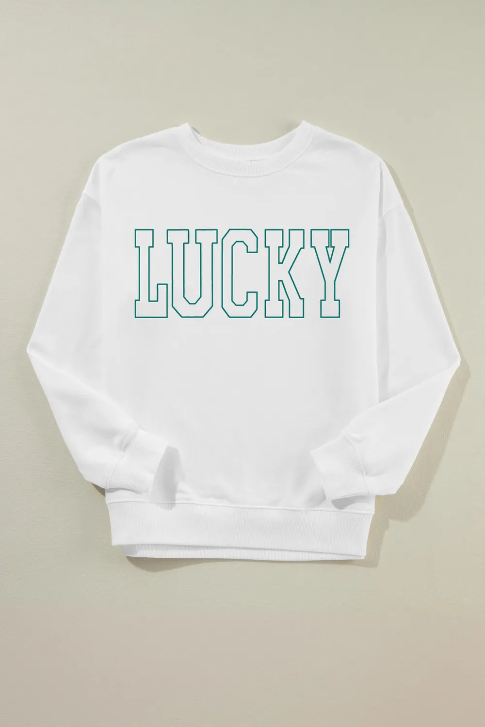 LUCKY Graphic Round Neck Long Sleeve Sweatshirt – Trendsi | ClozArt