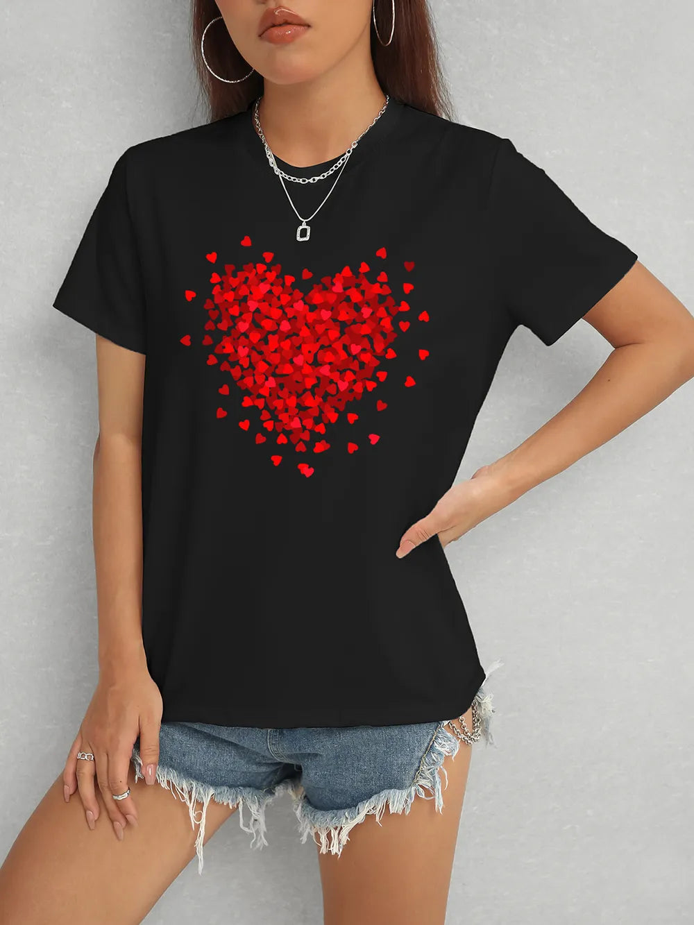 Heart Round Neck Short Sleeve T-Shirt – Trendsi | ClozArt