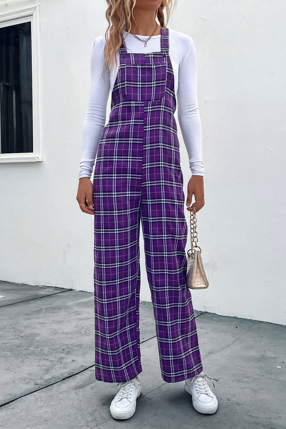 Perfee Plaid Straight Leg Overalls – Trendsi | ClozArt
