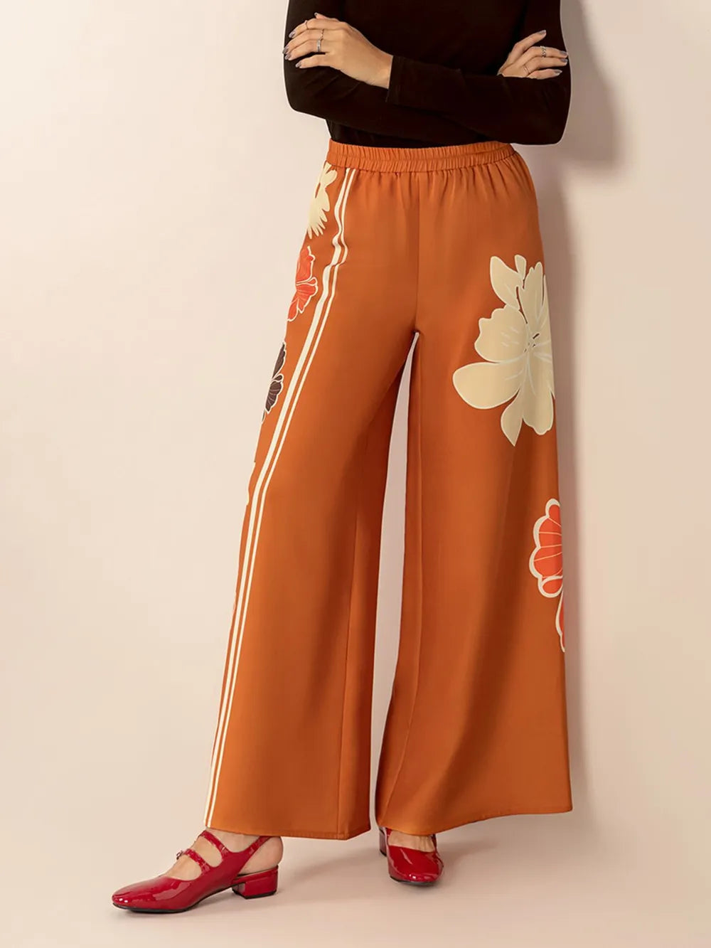 Printed Elastic Waist Wide Leg Pants – Trendsi | ClozArt