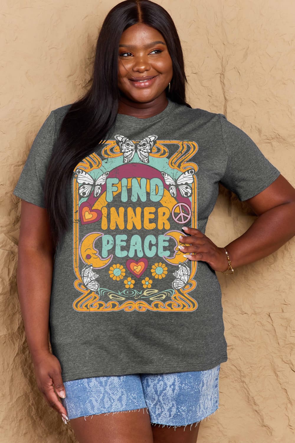 Simply Love Full Size FIND INNER PEACE Graphic Cotton T-Shirt – Trendsi | ClozArt