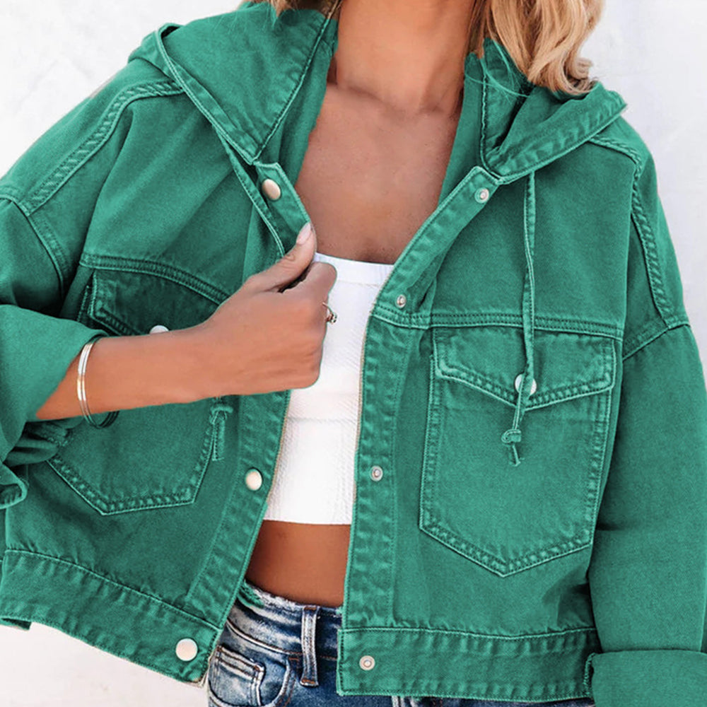 Hooded Dropped Shoulder Denim Jacket – Trendsi | ClozArt