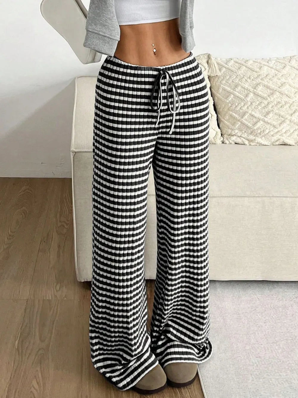 Tied Striped Wide Leg Pants – Trendsi | ClozArt