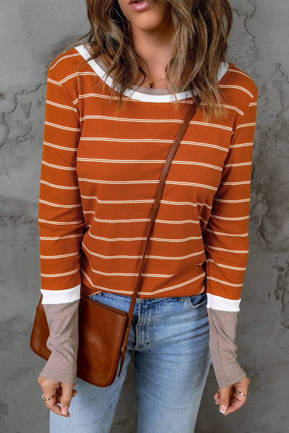 Striped Round Neck Long Sleeve T-Shirt – Trendsi | ClozArt