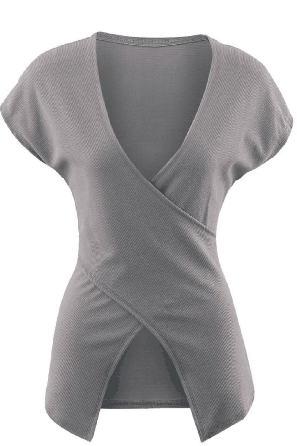 Ivy Lane Ribbed Surplice Neck Slit Top – Trendsi | ClozArt