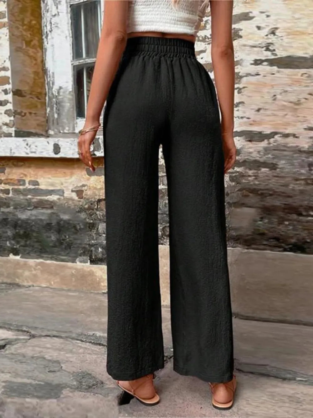 Tied High Waist Wide Leg Pants with Pockets – Trendsi | ClozArt